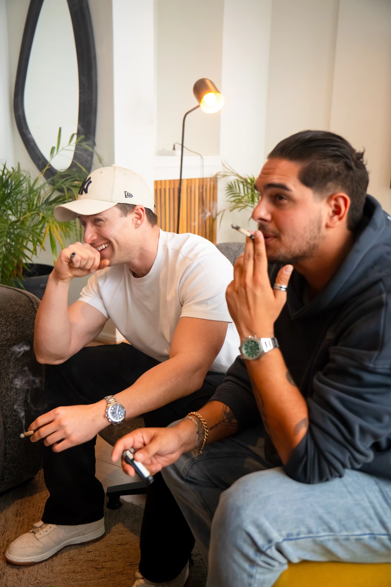 Friends sharing a Terps pre-roll in a Cape Town lounge